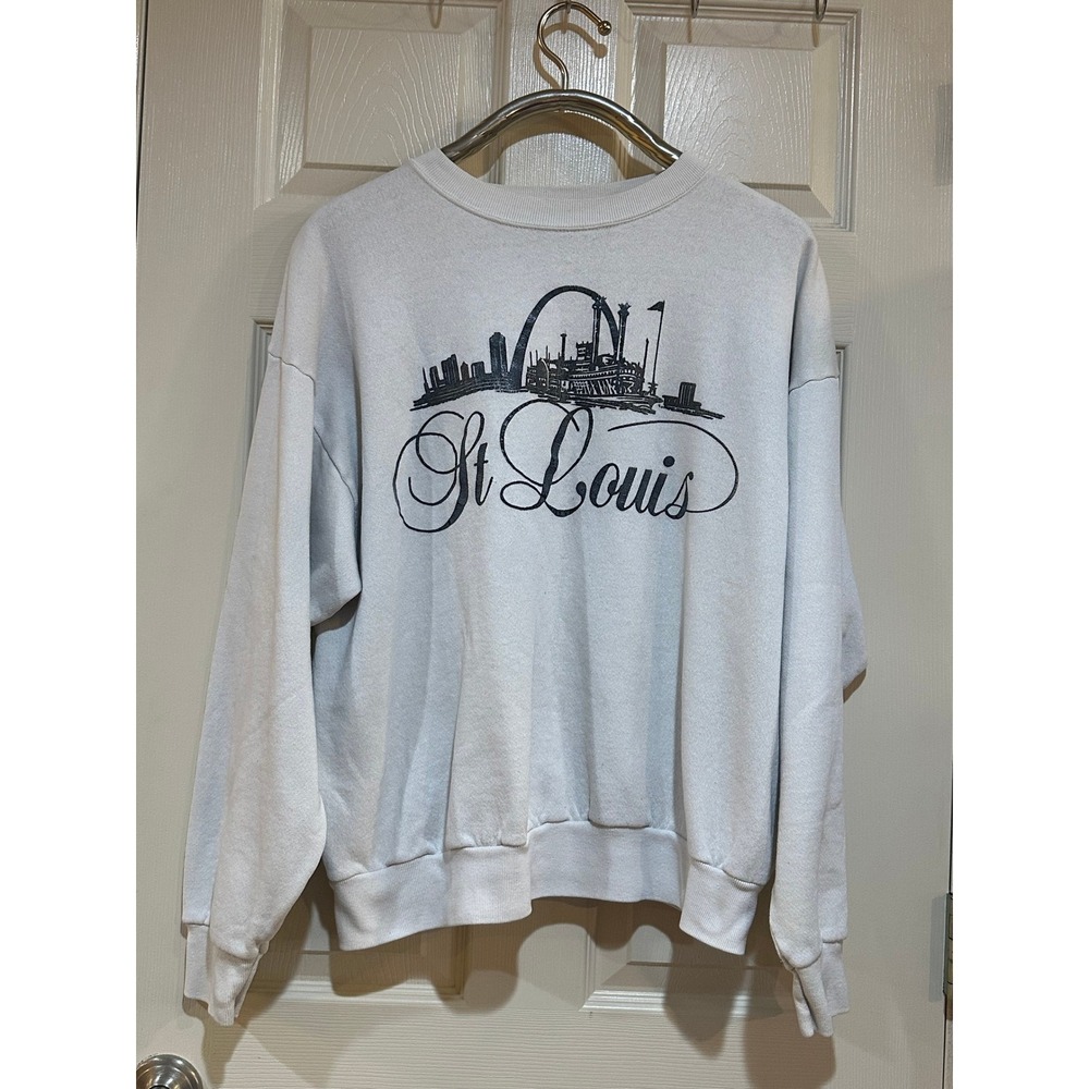 Vintage Tultex St Louis Gateway Arch Sweatshirt XL White Made in USA Crewneck